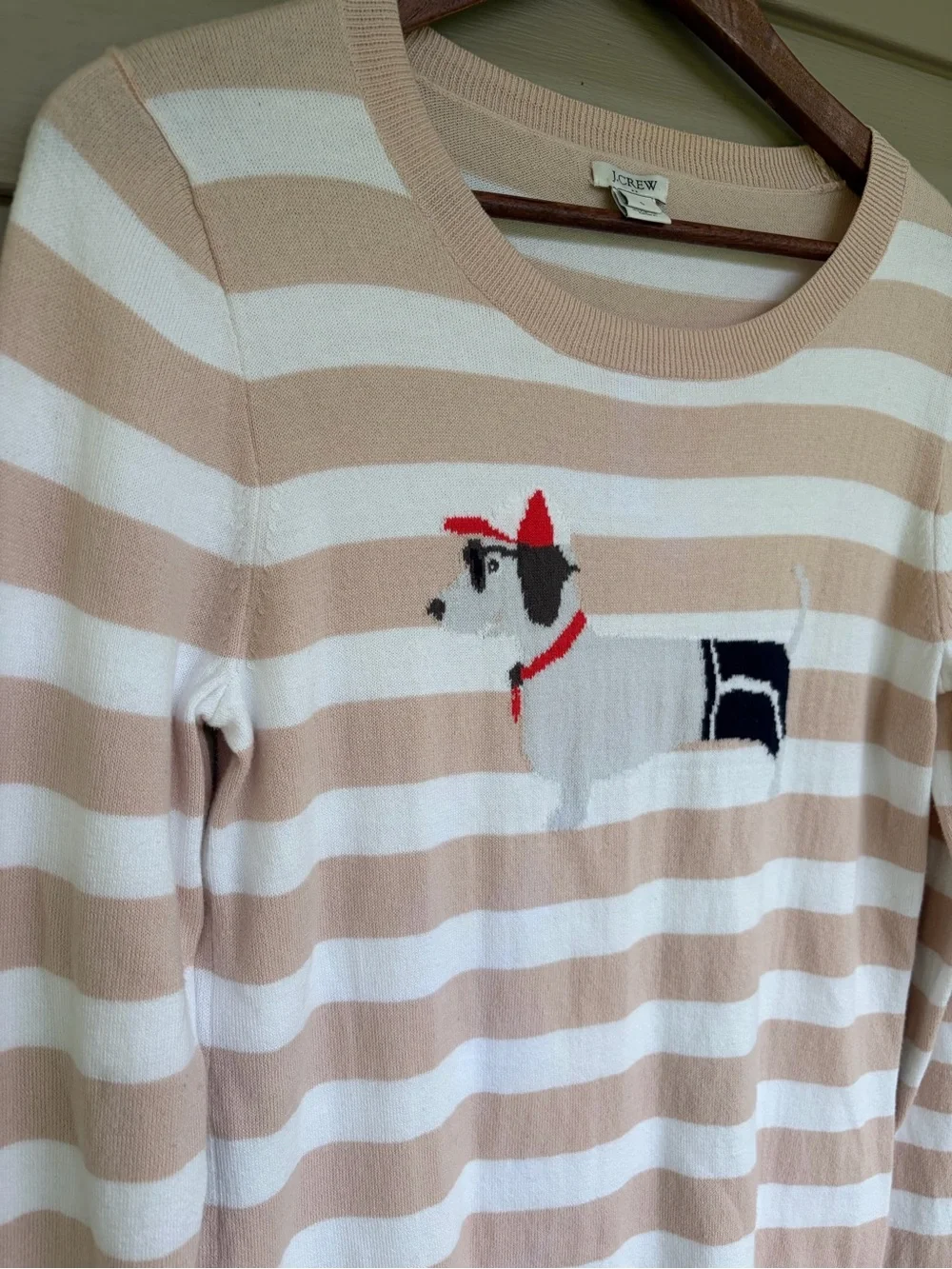 J. Crew Striped Dachshund Cotton Pullover Lightweight Sweater